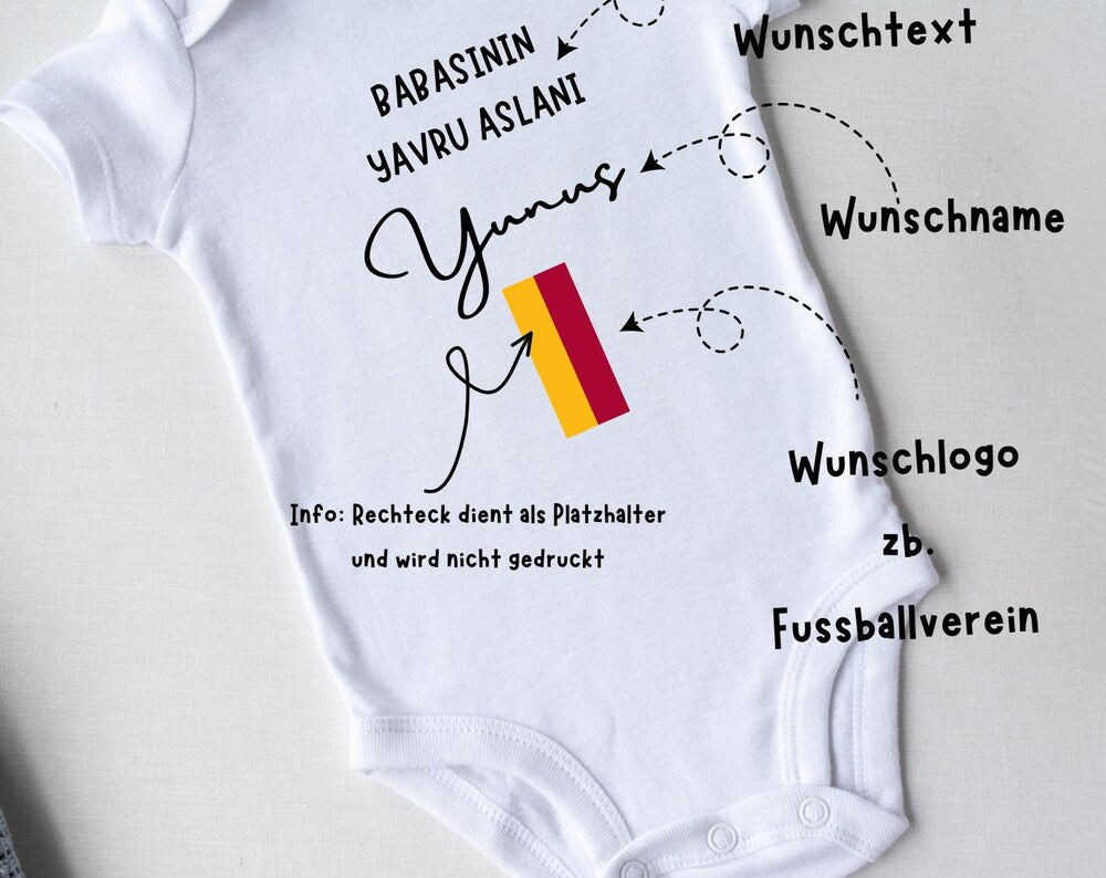 Personalized | Newborn Baby Bodysuit | Football | FAN | Galatasaray | Fenerbahce | Besiktas | Aslan | Announcement |