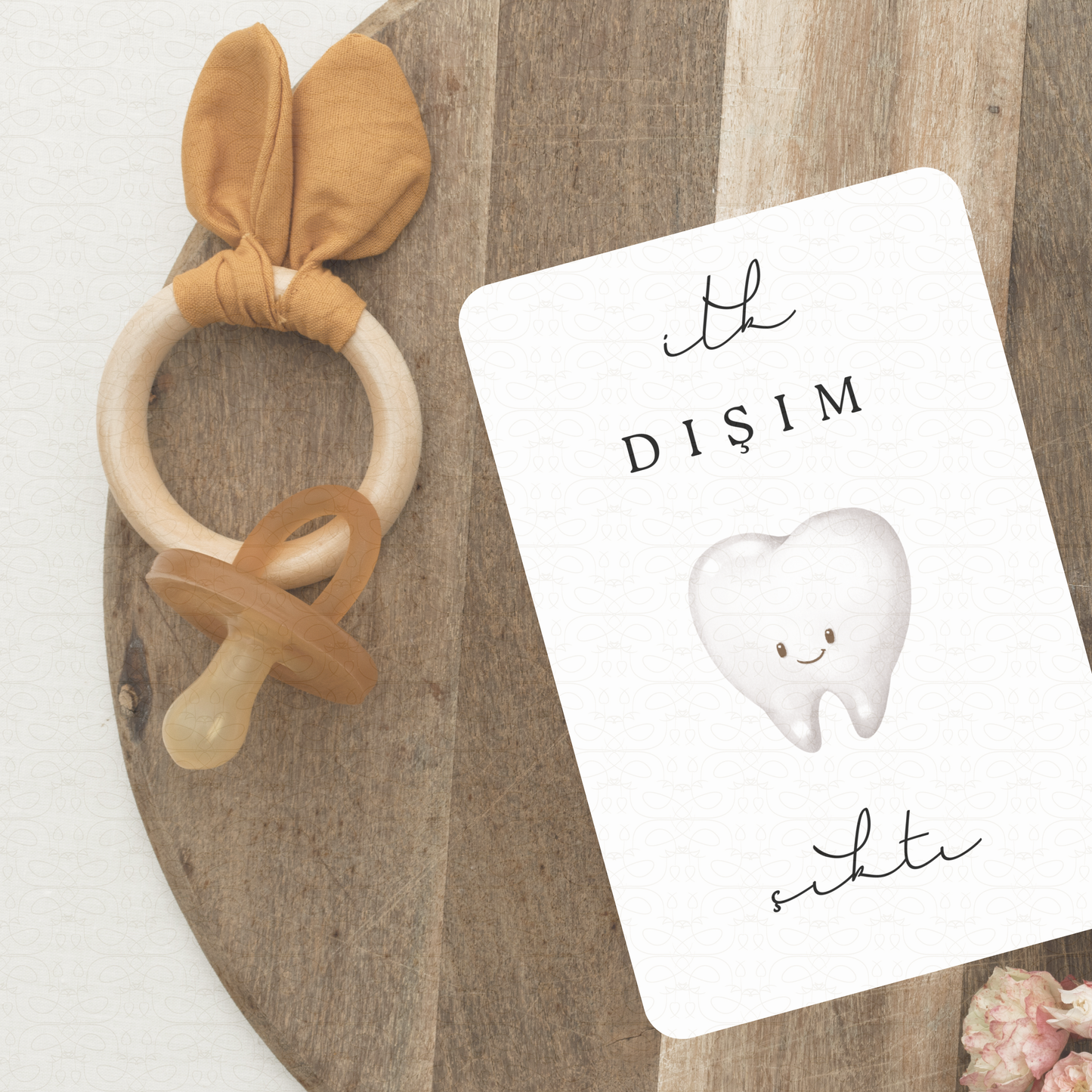 Baby Meilensteinkarten 'Aylık Kartlar' | beige aquarell | 20 Karten zum Festhalten der Baby-Meilensteine