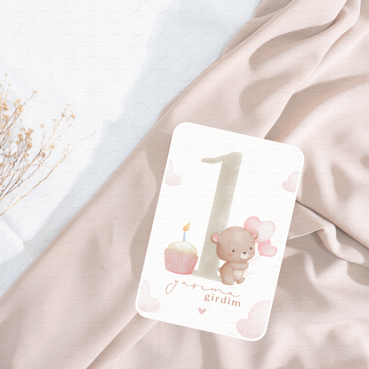 Baby Meilensteinkarten 'Aylık Kartlar' | beige aquarell | 20 Karten zum Festhalten der Baby-Meilensteine