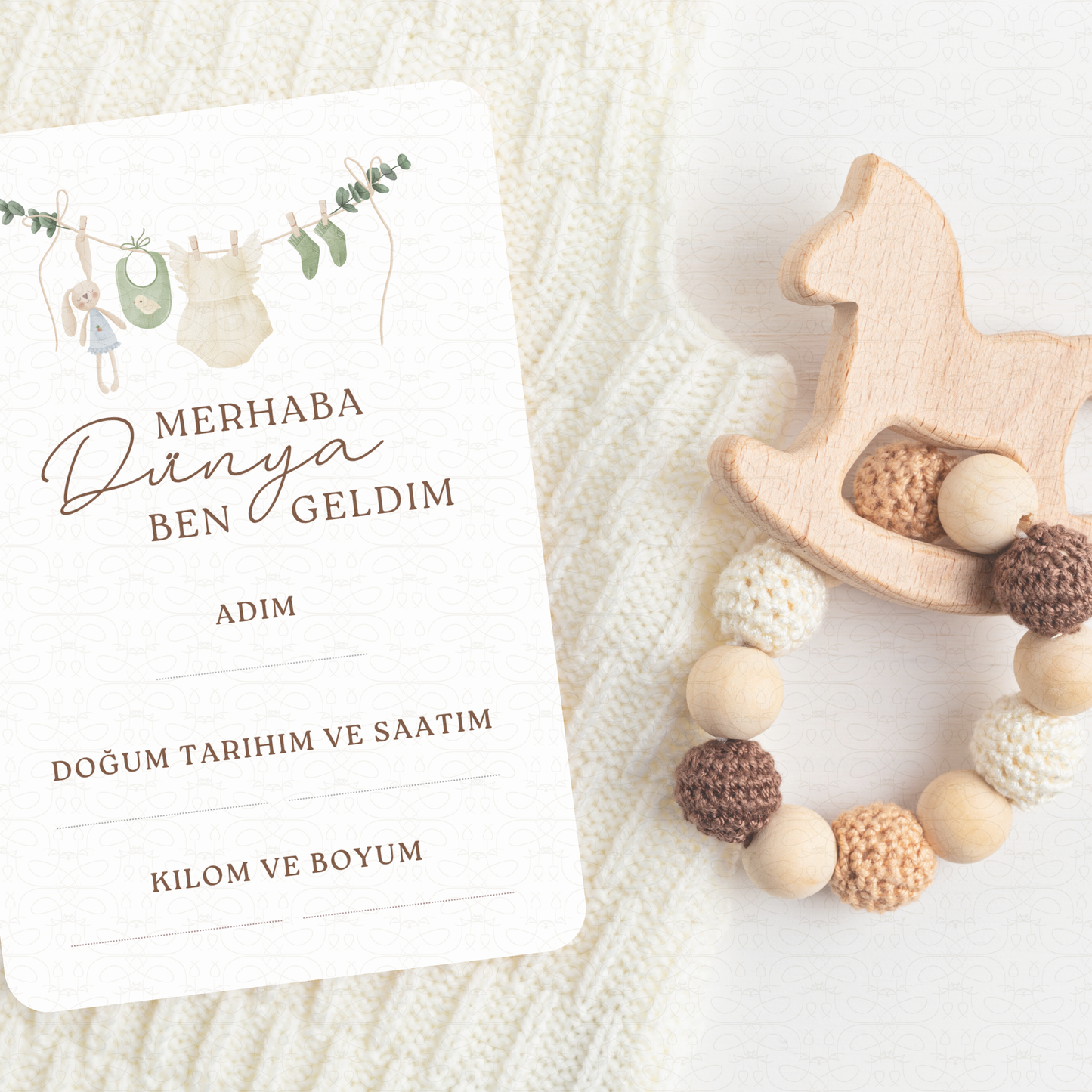 Baby Meilensteinkarten 'Aylık Kartlar' | beige aquarell | 20 Karten zum Festhalten der Baby-Meilensteine