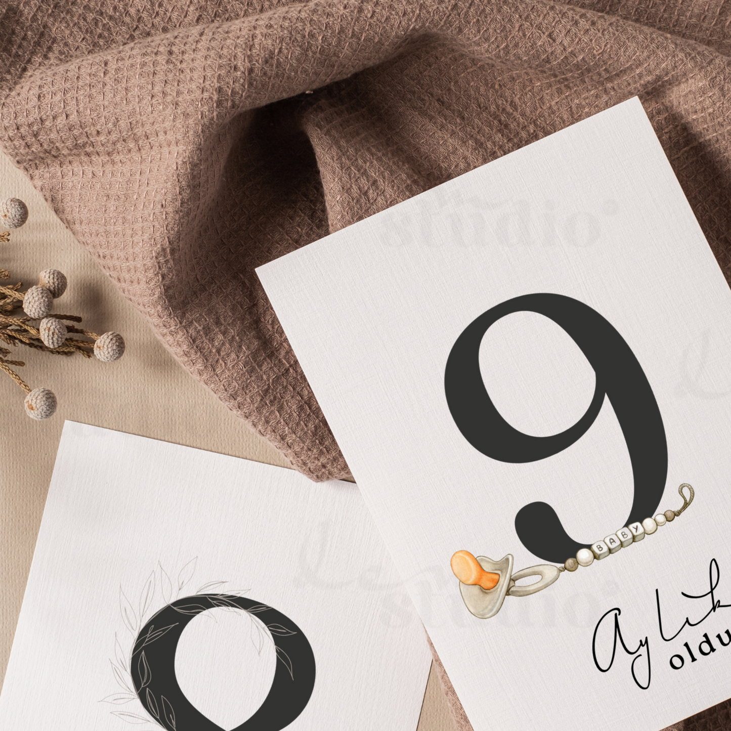 Baby Meilensteinkarten 'Aylık Kartlar' | v2 | 20 Karten zum Festhalten der Baby-Meilensteine