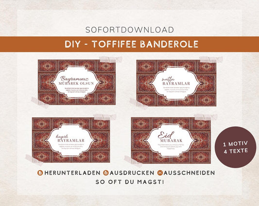 Instant download of Toffifee chocolate wrappers Bayram & Eid to print | DIY Ramadan gift wrapping | Ramadan gift | Eid Mubarak